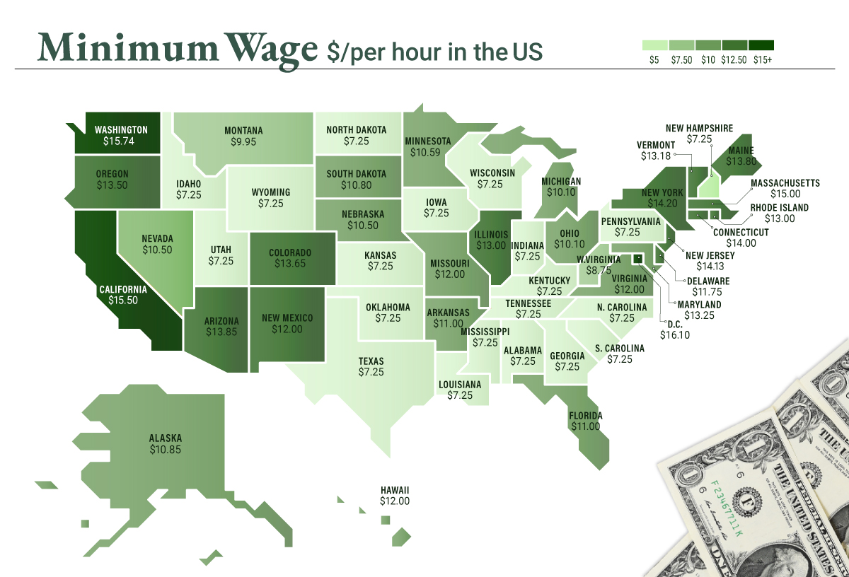 US Minimum Wage 2023 Map 